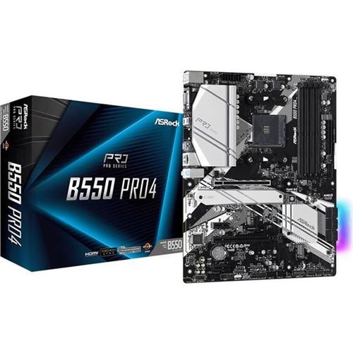ASRock B550 Pro4 - Moederbord - ATX - Socket AM4 - AMD B550 chipset - USB-C Gen2, USB 3.2 Gen 1, USB 3.2 Gen 2 - Gigabit LAN - interne afbeeldingen (CPU vereist) - HD Audio (8-kanaals)