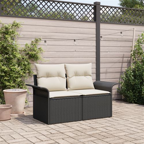 vidaXL Canapé de jardin avec coussin Noir 141 x 62 x 69 cm polyrotin