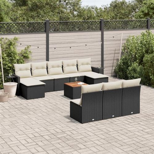 Non Communiqué Noir Salon De Jardin Modulable Generique Rotin 11 Pieces 62 X 55 X 69 Cm 10 Personnes