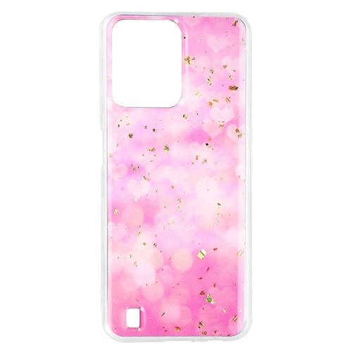 Coque pour Realme C31 Silicone Semi-rigide Design Cœurs avec Paillettes Avizar Rose