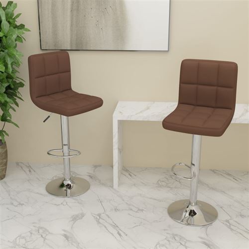 Vidaxl Marron Tabourets De Bar Tissu - Image 3