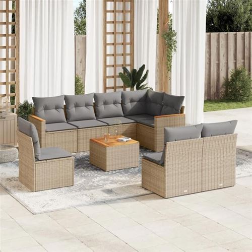 Non Communiqué Gris Salon De Jardin Modulable Vidaxl Rotin 8 Personnes 9 Pieces