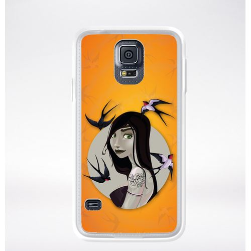 Coque Illustration Fond Orange Compatible Samsung Galaxy S5 Transparent