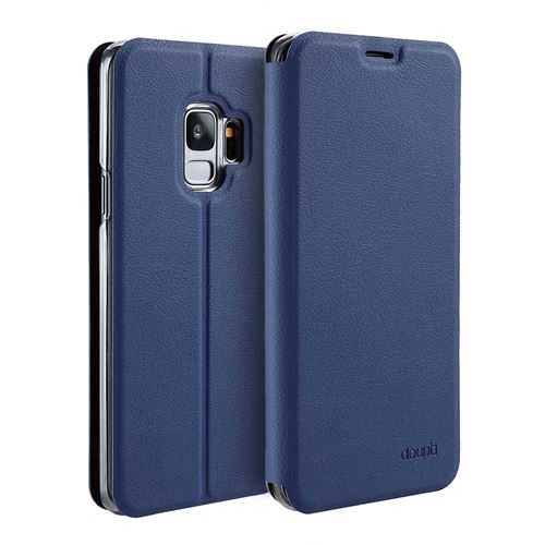 doupi Deluxe FlipCover pour Samsung Galaxy S9, Magnétique Style Livre Étui de Protection avec Support, bleu foncé