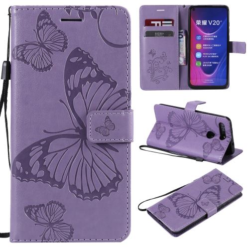 Etui en PU support papillon violet pour votre Huawei Honor View 20/V20