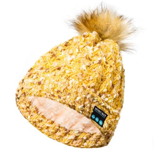 Bonnet Bluetooth avec Pompon pour MOTOROLA MOTO G5 Plus Smartphone avec Ecouteurs Integres Reglage Boutons Universel Hiver (OR)