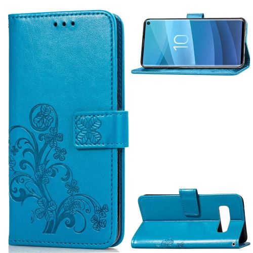 Etui en PU peuplement de trèfles bleu pour votre Samsung Galaxy S10