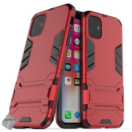 Housse etui coque rigide anti choc pour Apple iPhone 11 + verre trempe - ROUGE - htdmobiles