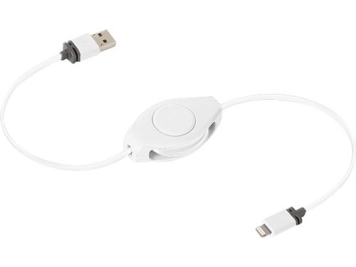 ReTrak Câble rétractable Lightning vers USB Blanc 1 mètre