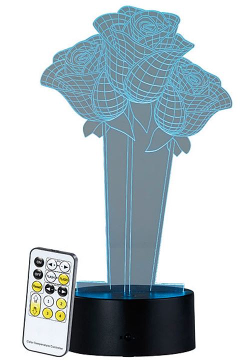 Socle lumineux décoratif à LED LS-7.3D - Motif Roses