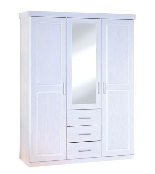 Armoire Geraldo 3 portes + 3 tiroirs blanc