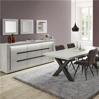 1772 57 Sur Salle A Manger Lumineuse Couleur Chene Gris Lucas L 220 X P 102 X H 75 Cm Achat Prix Fnac