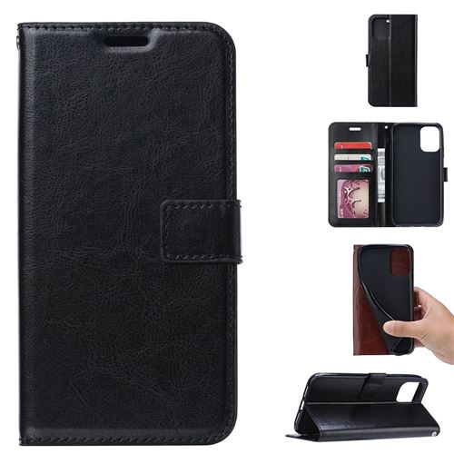 Etui en PU peau de cheval fou magnétique noir pour votre Samsung Galaxy A41 (Global Version)