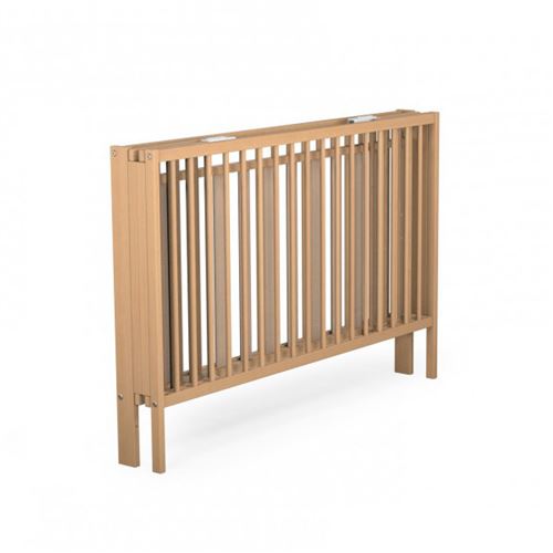 Lit bébé pliant hêtre vernis à barreaux 60x120