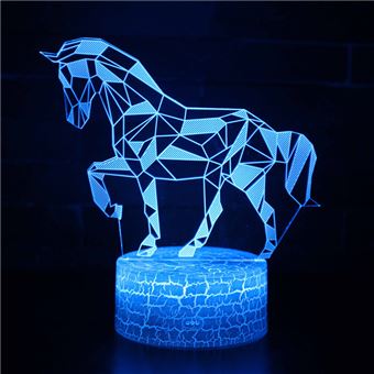Veilleuse cheval 3D pour fille, lampe de table USB proxy 7, veilleuse LED,  cadeau d'anniversaire, décoration de chambre de bébé et d'enfant, cadeaux