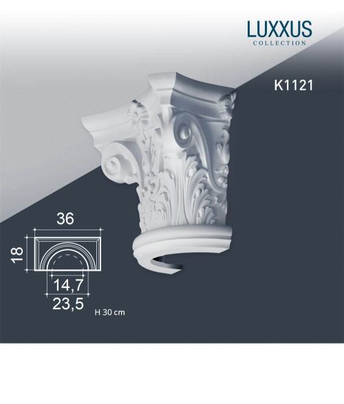 Demi-chapiteau Elément de stuc Orac Decor K1121 LUXXUS Demi-colonne chapiteau décoratif de polyuréthane