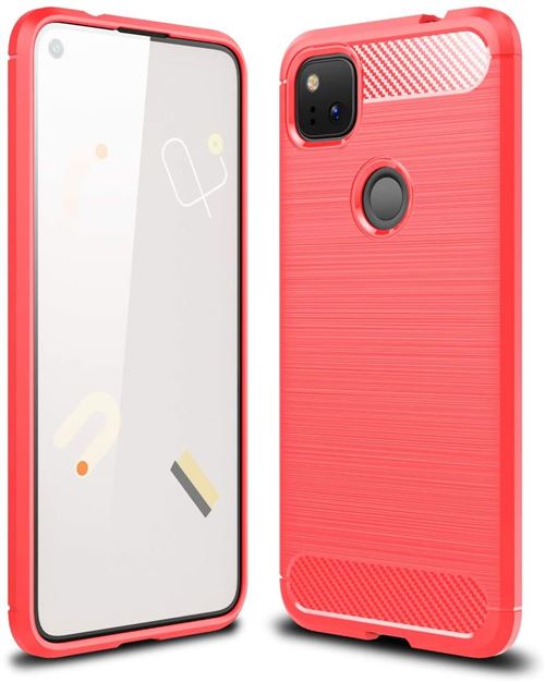 Etui Housse Case pour Google Pixel 4A en TPU tissu rigide Bleu foncé Antichoc - Rouge