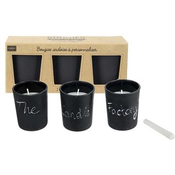 The Candle Factory - Pack 3 bougies ardoise senteur vanille Factory