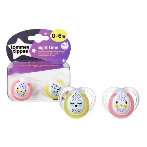 Lot de 2 sucettes closer to nature nuit 0-6m - tommee tippee