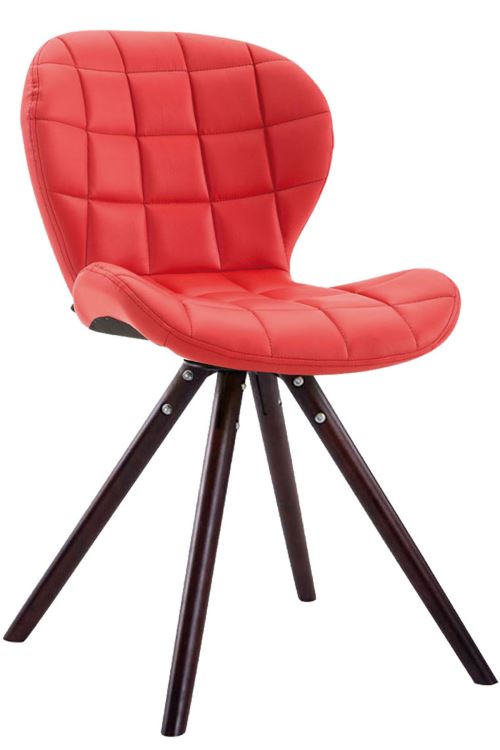 Chaise visiteur Alyssa similicuir piètement rond , Cappuccino/Rouge
