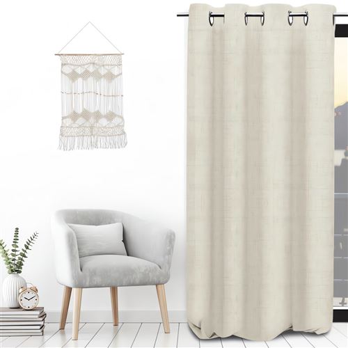 soleil d'ocre rideau a oeillets linen - 135 x 250 cm - ecru