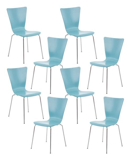 Lot de 8 chaises empilables Aaron , Bleu clair