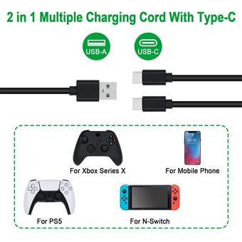 Pour Nintendo Switch / Lite 3m Usb Chargeur Type-c Câble de charge Câble  d'alimentation