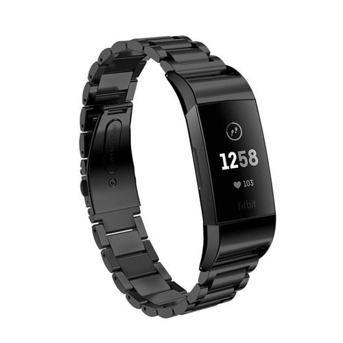 Bracelet en métal trois perles noir pour votre Fitbit Charge 3