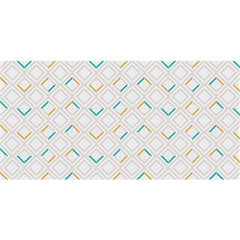 Tapis En Vinyle Géométrique G 004 250x64cm Gris Bleu Jaune Gris Bleu Jaune