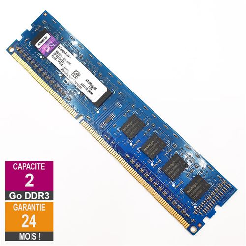 Barrette Mémoire 2Go Ram Ddr3 Kingston Kth9600C/2G Dimm Pc3-12800U 1Rx8