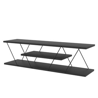 Toilinux - Meuble TV en mélaminé de style Industriel - L.120cm - Gris - Canaz - 1