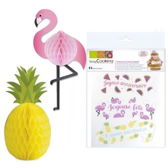 Kit Anniversaire Tropical Decors Azyme Et Boules Alveolees