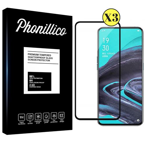 Verre Trempe pour OPPO RENO 2 [Pack 3] Film Transparent Bord Noir Vitre Protection Ecran [Phonillico®]