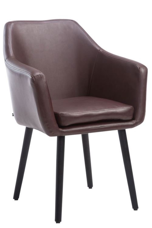 Chaise de salle à manger Utrecht Similicuir - Piètement Noir - Siège Bordeaux