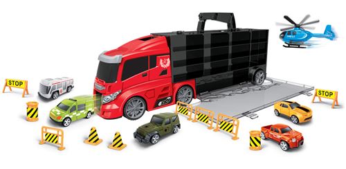 Luna transporteur de voitures City 42 cm noir/rouge 16 pièces