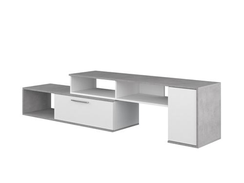 Meuble TV extensible et modulable DARYL - Blanc & béton
