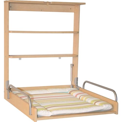 Table à langer murale en bois hêtre avec matelas à langer 50x70