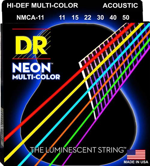 DR A NEON MCA-11 HiDef Acoustic Jeu de cordes multicolores pour guitare acoustique