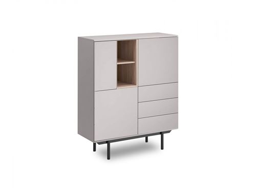 BOBOCHIC Buffet haut 100 cm INOXI Gris, Chêne et Noir