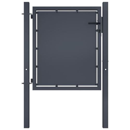 Vidaxl Gris Portail De Jardin - 100 X 100 Cm - Acier - Anthracite - Battant