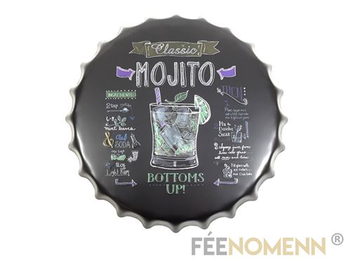 capsule métal vintage - recette mojito façon ardoise (diam. 40cm)