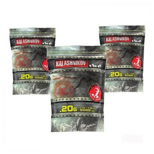 123500 x3, Pack 15000 Billes Airsoft blanches Kalashnikov 0.20g
