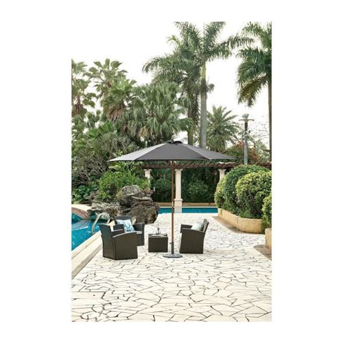 Parasol en bois rond et polyester 160g/m² - Arc 3 m - Gris