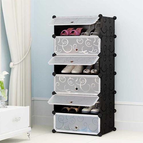 DIY Armoire Étagère Rangement Meuble Modulaire Pour Chaussures Vêtement Jouets 6 Niveaux