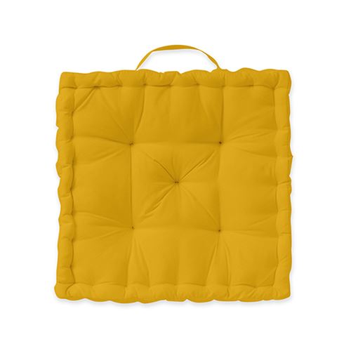 Coussin de sol 40X40X12 Coton uni jaune