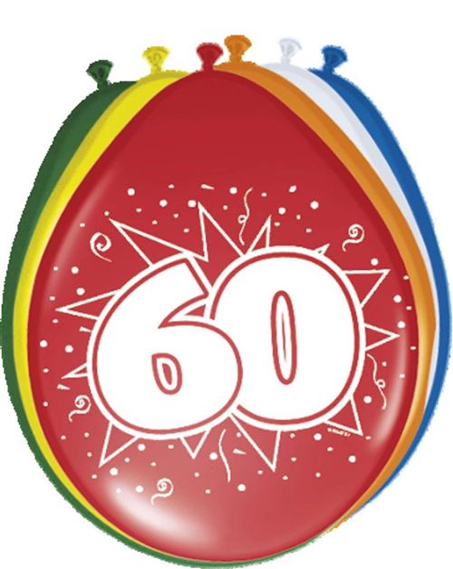 Folat 8 Ballons d'anniversaire Nombre 60 Ans Multicolore