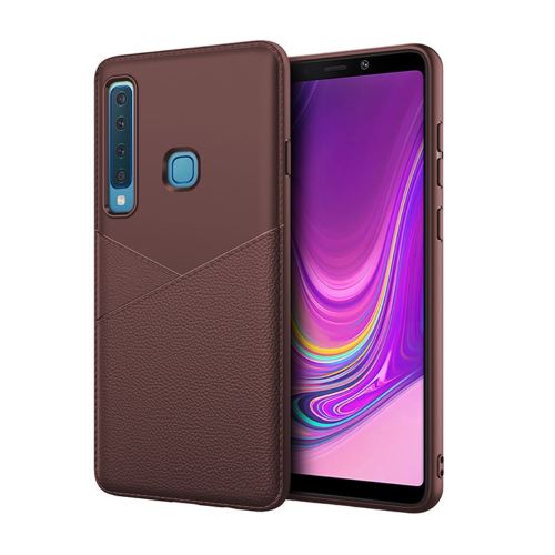 Coque en TPU litchi marron pour votre Samsung Galaxy A9 (2018)/A9 Star Pro/A9s