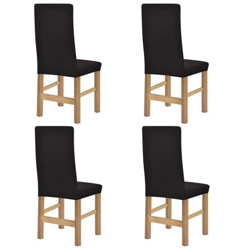 vidaXL Housse de chaise étirable 4 pcs Polyester tissu côtelé Marron