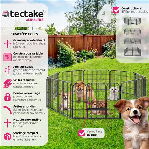 56€01 sur TecTake Enclos pour chien modulable - 60 cm - Niches cages  chenils et parcs - Achat & prix