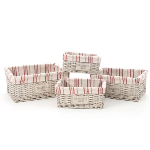 Lot de 4 Paniers Rectangulaire Bistrot Naturel